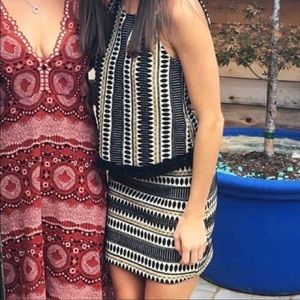 Bishop & Young top and skirt two piece set, both size XS; black & gold